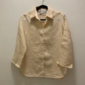 MaxMara Cream Ivory 100% Linen Button Down Sz 10